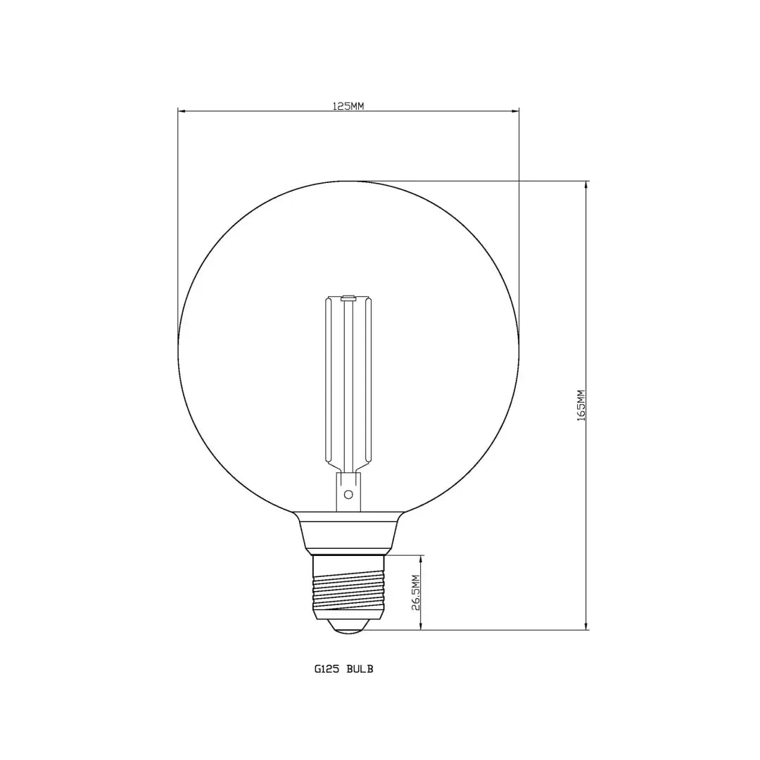 Bulb E27 G125 Clear 1800K Quad Filament - Festoon Bulbs