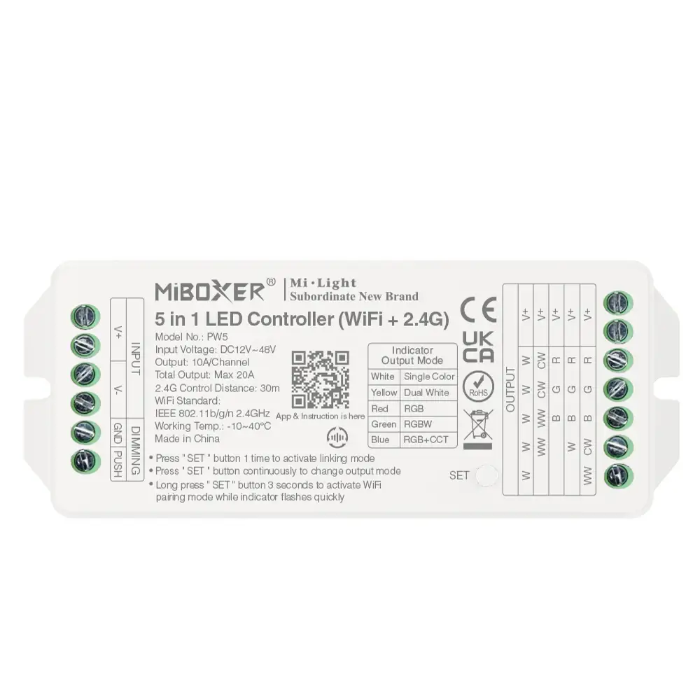 Indoor 5-in-1 LED Controller (WiFi + 2.4G) – Max Output 20A - Accessories