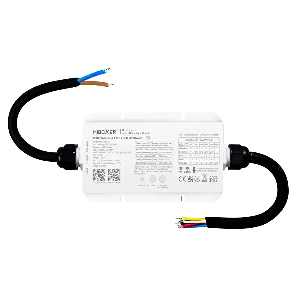 Waterproof 5-in-1 LED Controller (WiFi + 2.4G) – Max Output 20A - Accessories