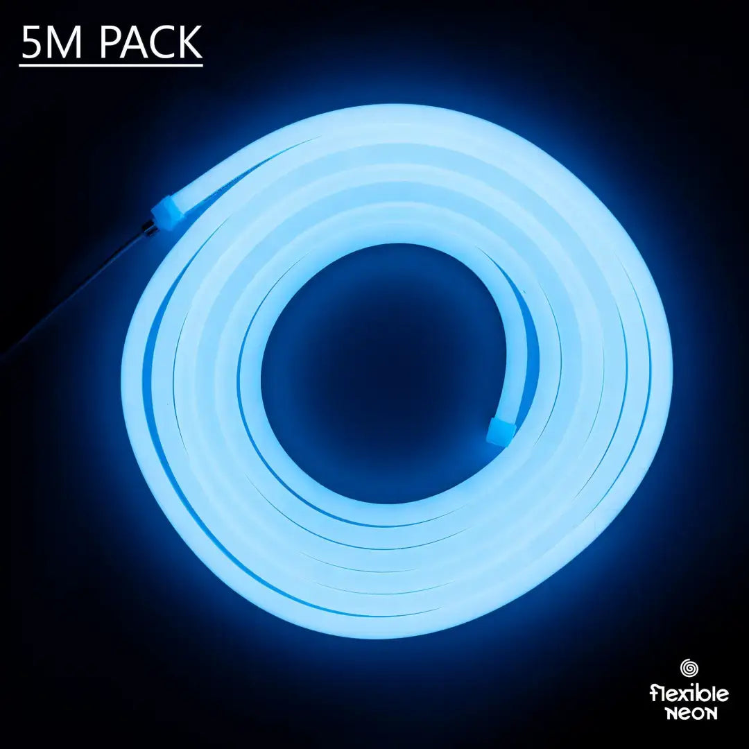 Coiled blue neon flex rope light in circular shape for 10x13x22 flex neon Royal Blue