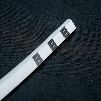 White power strip with three outlets, compatible with 8x16 stainless steel mounting clips