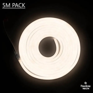 Glowing white circular neon light tube coil for flexible neon or neon LED strip applications