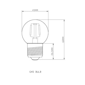 Bulb E27 G45 Clear Red Double Filament - Festoon Bulbs