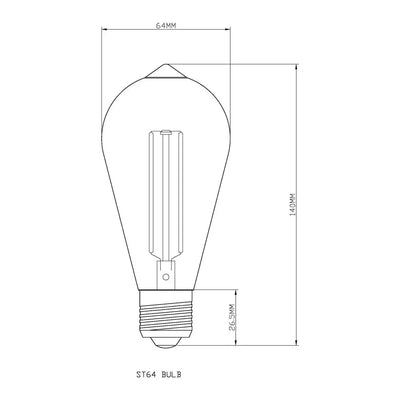Bulb E27 ST64 Clear 1800K Quad Filament - Festoon Bulbs