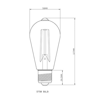 Bulb E27 ST58 Clear 1800K Quad Filament - Festoon Bulbs