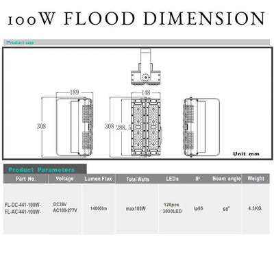 100w Warm White Floodlight with 36V Transformer - Floodlight