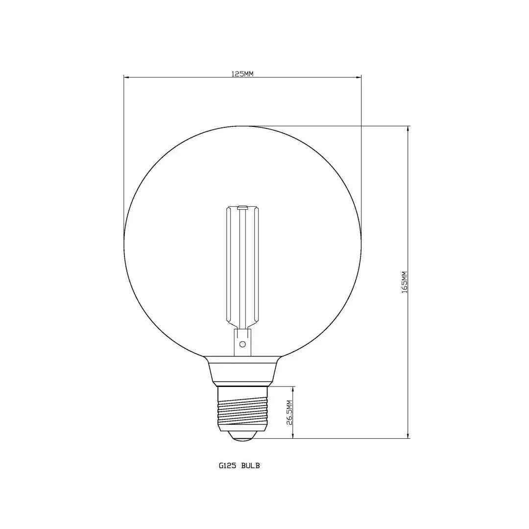 Bulb E27 G125 Clear 1800K Quad Filament - Festoon Bulbs